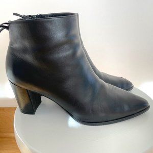 Stuart Weitzman Gardiner Block Heel Ankle Booties Black Tie Back Boots Size 9